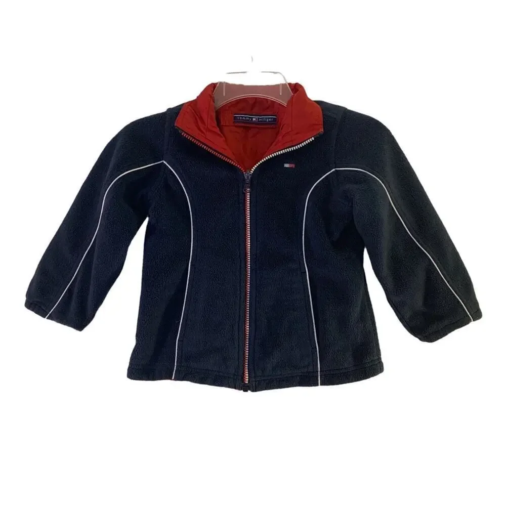 TOMMY HILFIGER Boy’s Red/White/Blue Reversible Zip Up Jacket / Size: Small 5-6